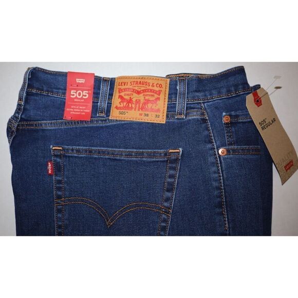 Levi's 505 Men's Sz 38x32 Blue Regular Fit Straight Leg Denim Jeans $70 - Picture 3 of 7